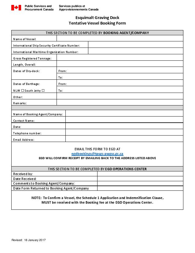 Tentative booking request form